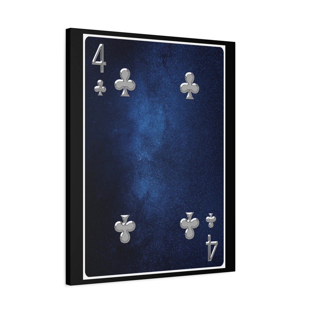 Four Of Clubs Space Background Playing Card Canvas Wall Art for Ready-to-Hang